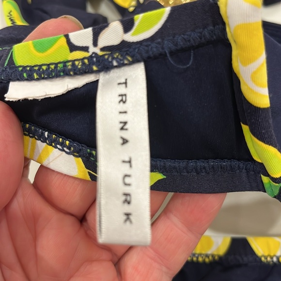 EUC Trina Turk black and yellow lemon 🍋 pattern two piece bikini bathing suit - Picture 7 of 9